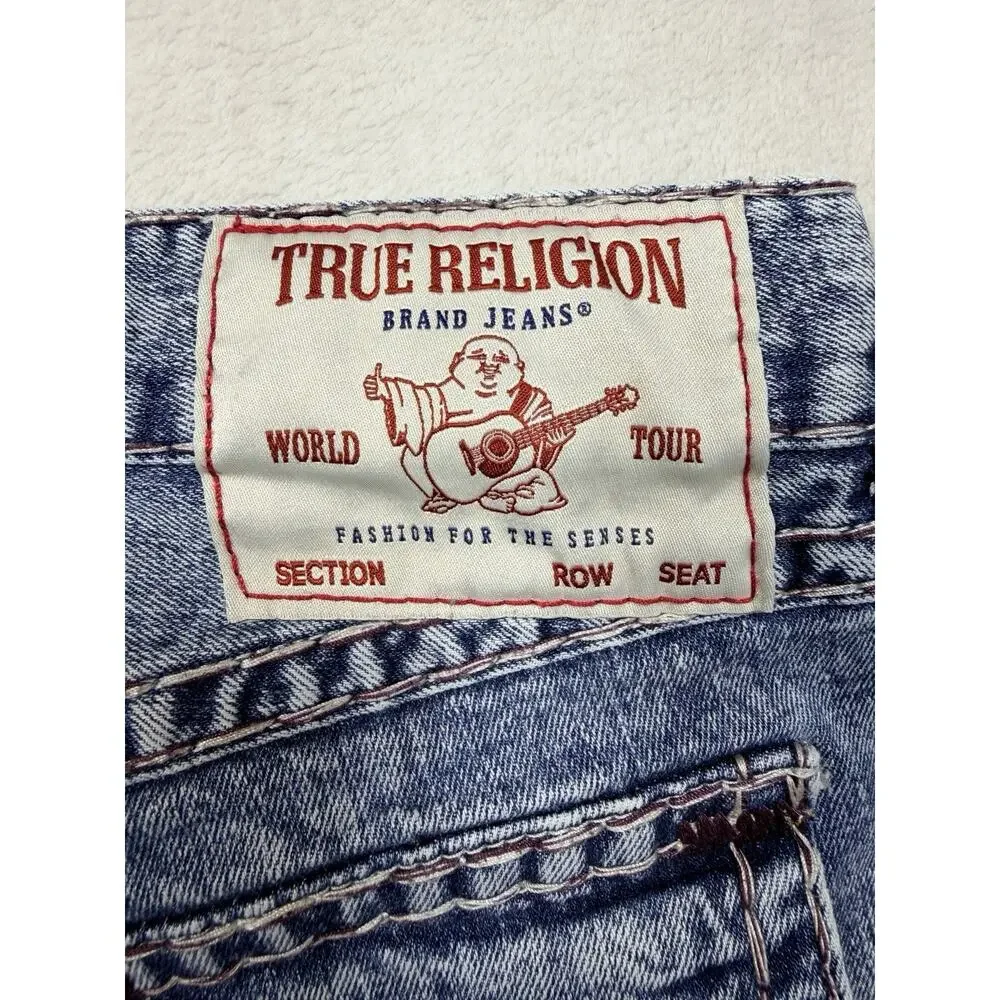 True Religion Ricky Flap Super T Acid Wash Jean Mens SZ 28 Blue Denim Y2K Grunge